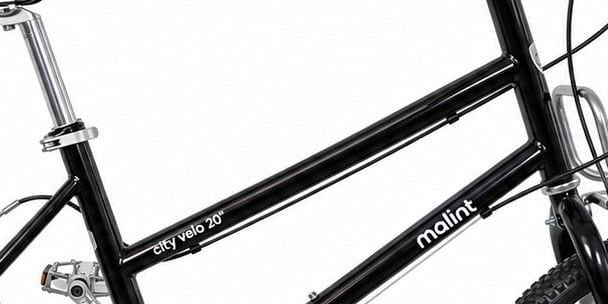 city velo 20" lettering and the malint wordmark on the frame