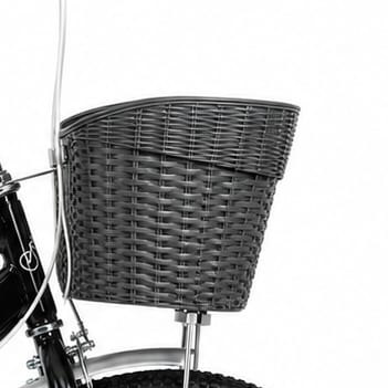 Woven front basket above the front wheel