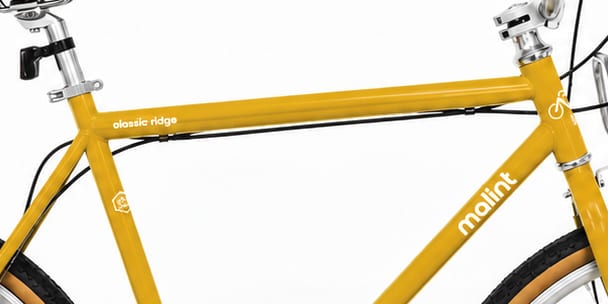 classic ridge lettering and the malint wordmark on the frame