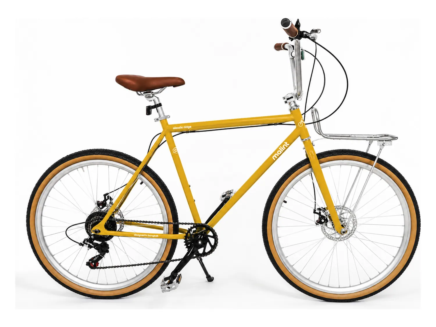 Reference photograph of the mustard Malint Classic Ridge 26 inch vintage bicycle
