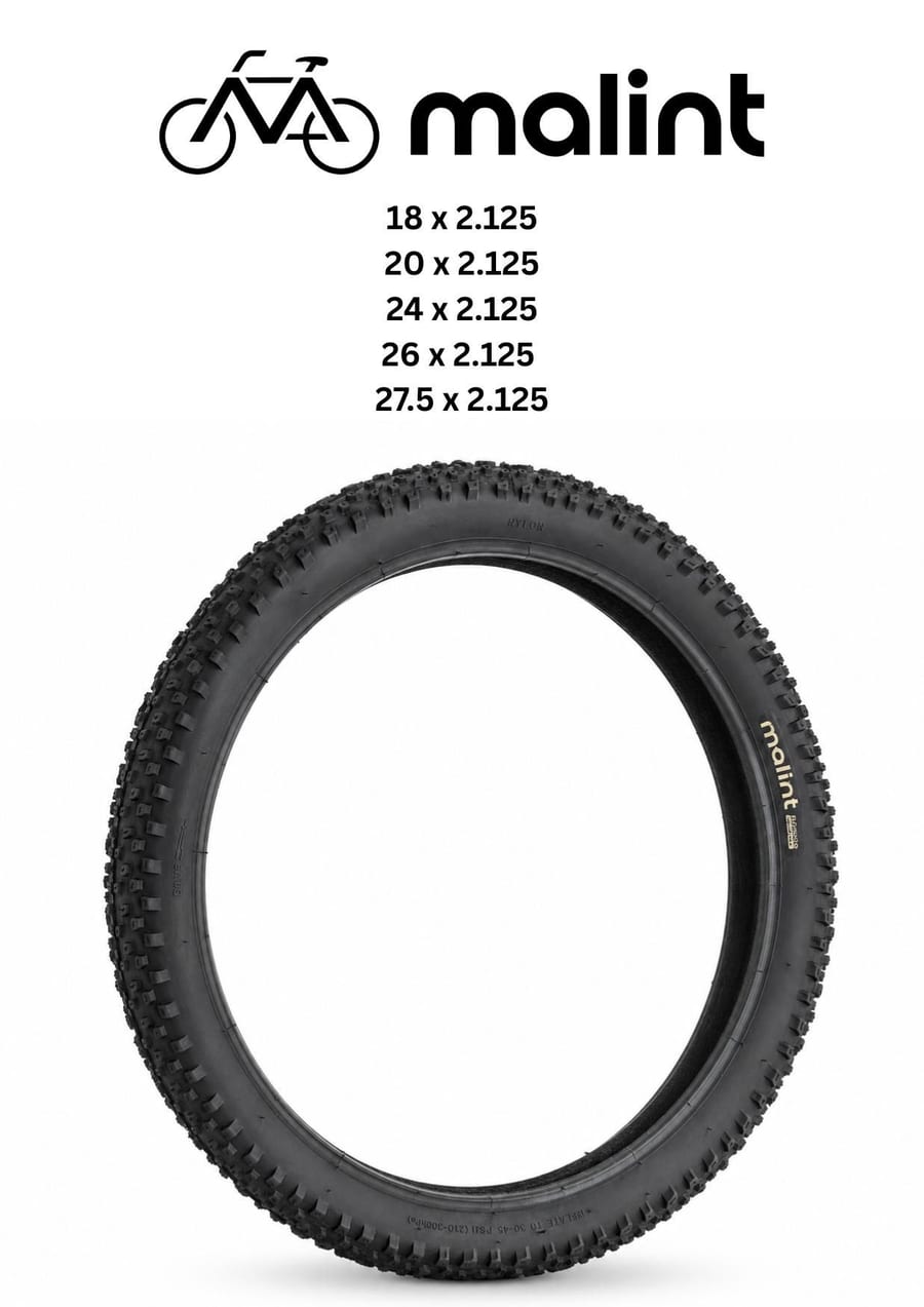 MTB tyre size sheet: 18, 20, 24, 26 and 27.5 x 2.125